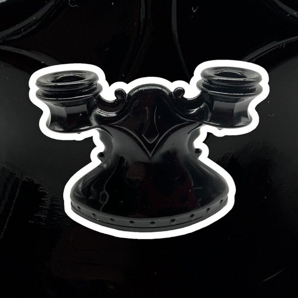 L.E. Smith Vtg Mt. Pleasant Black Amethyst Depression Glass Double Candle Holder - Picture 2 of 15